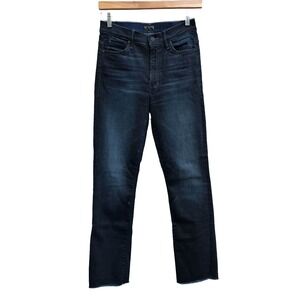 MOTHER Rascal Ankle Snip Jeans 25 Night Owl Dark Wash Raw Hem USA 1144-360